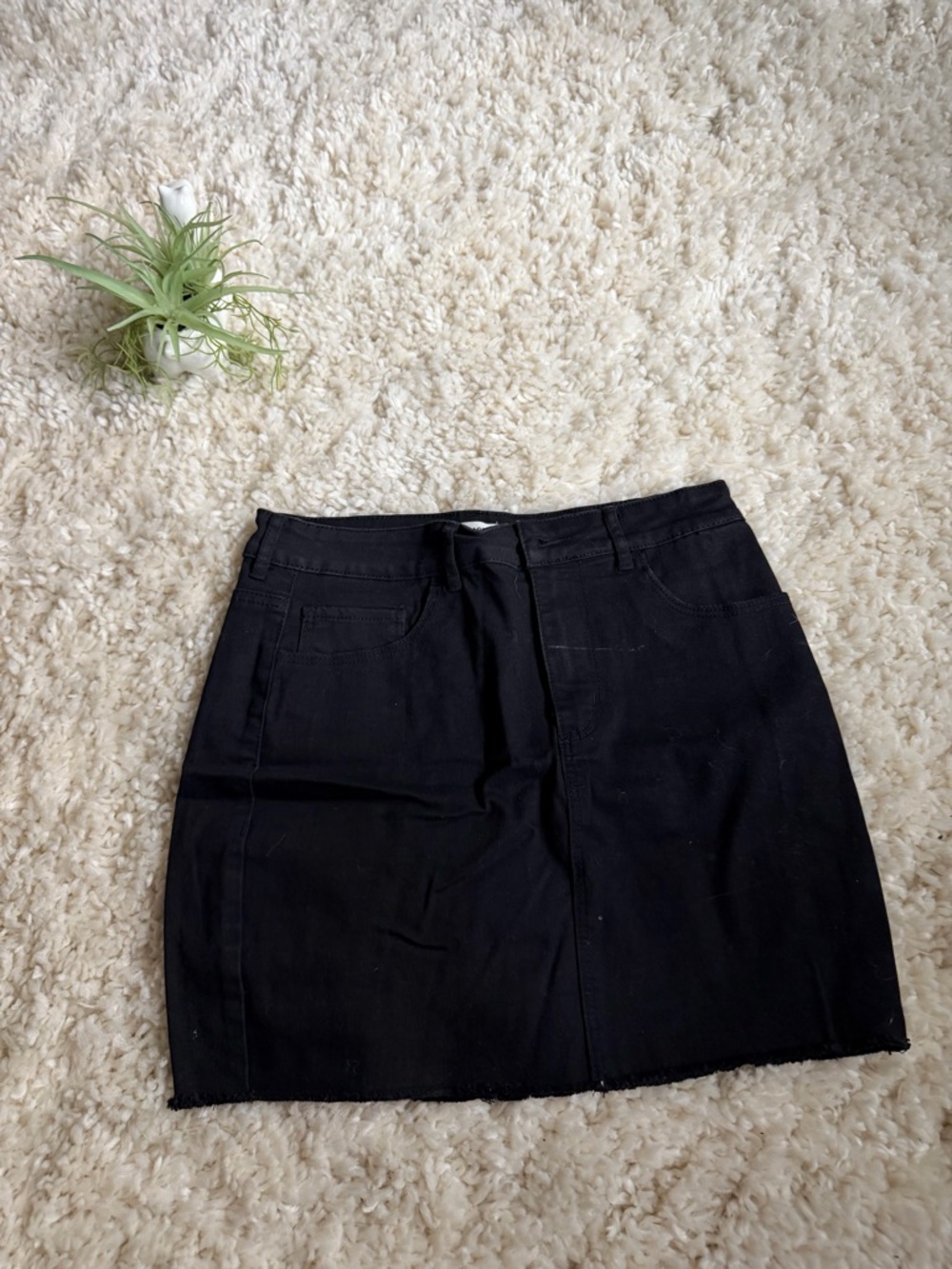 Garage Black Denim-Style Grunge Goth cute clubbing Mini Skirt with Belt Loops